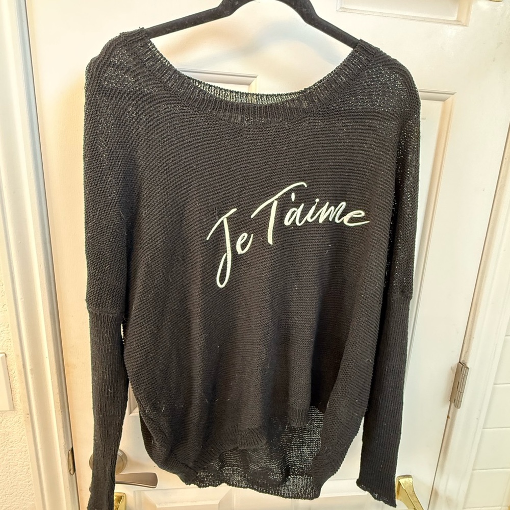 Black 'Je T'aime' Knit Sweater